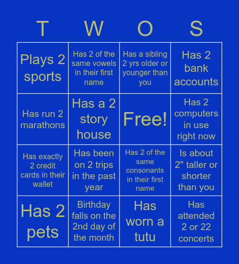 Twosday Bingo Card