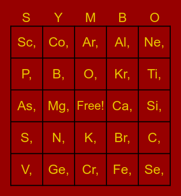 SYMBO Bingo Card