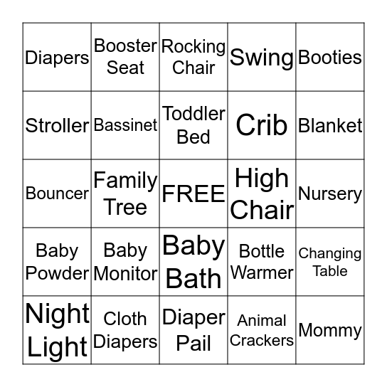 Baby Shower Bingo Card