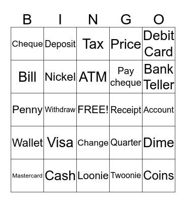 Money Bingo Card