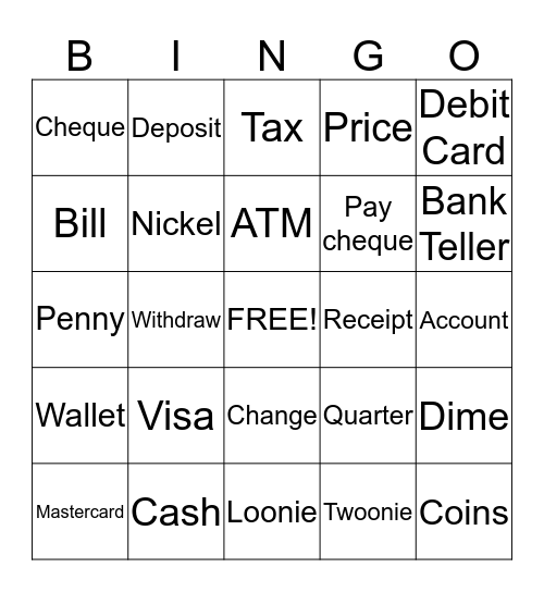 Money Bingo Card