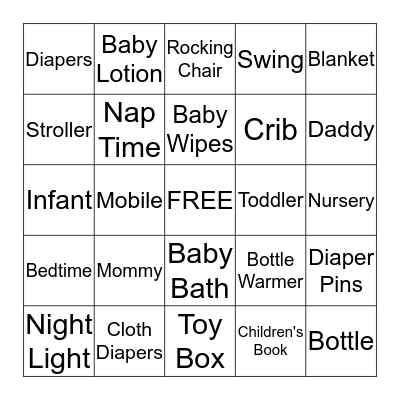 Baby Shower Bingo Card