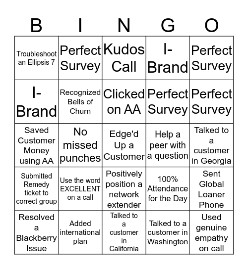 Manic Monday BINGO  Bingo Card