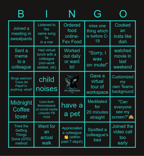 Twisted Bingo with spin board Bingo Card