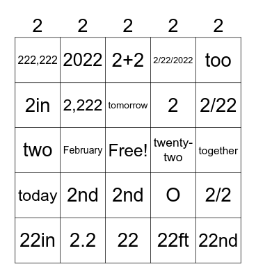 TWO'S DAY BINGO Card