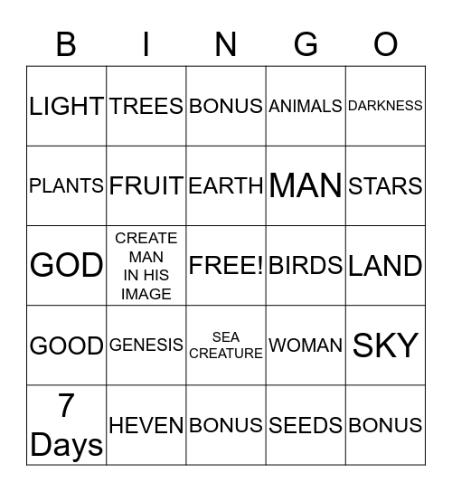 BIBLE Bingo Card