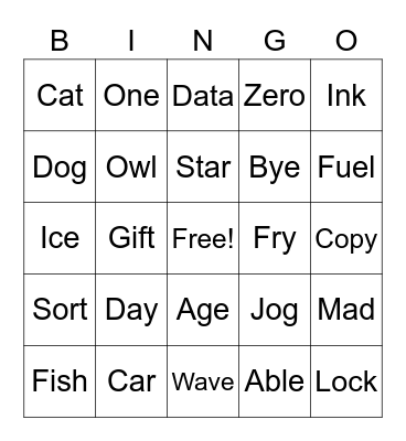 ASL Bingo Card