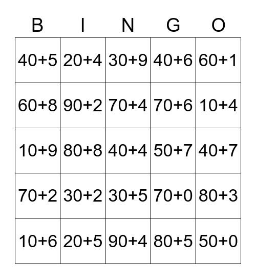 Number Bingo! Bingo Card