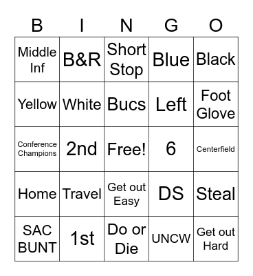 Country Day Softball Bingo Card