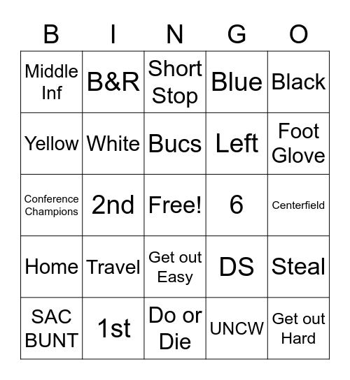 Country Day Softball Bingo Card