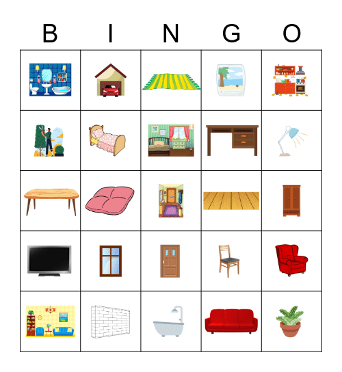 Parts of the House and Furniture Bingo Card