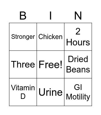 OZCF Seniors Nutrition Bingo Card