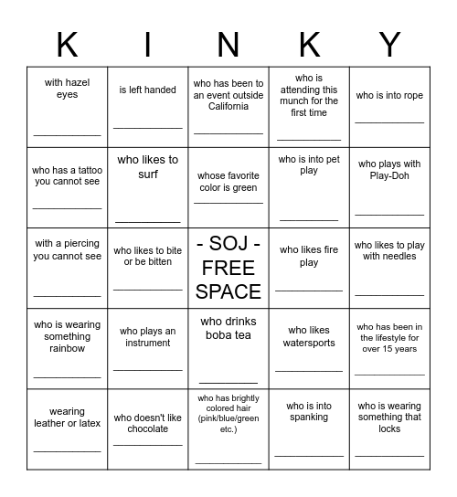SOJ Kinky Bingo Card