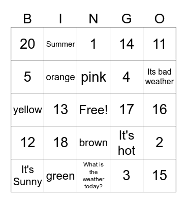 Spanish Bingo Card