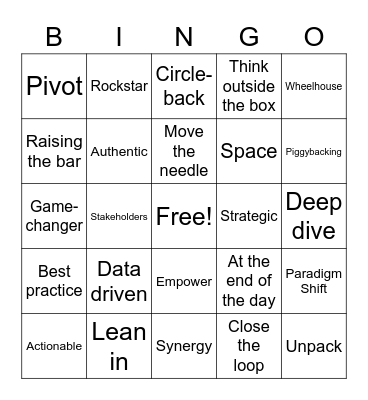 Buzzword Bingo Card