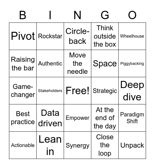 Buzzword Bingo Card