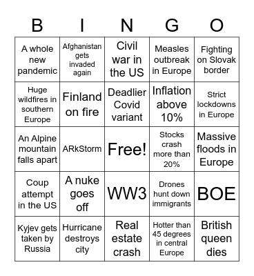 2022 Bingo Card
