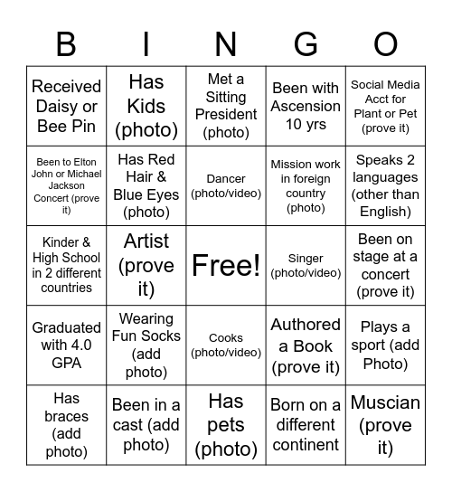 Merry Go Round Bingo Card