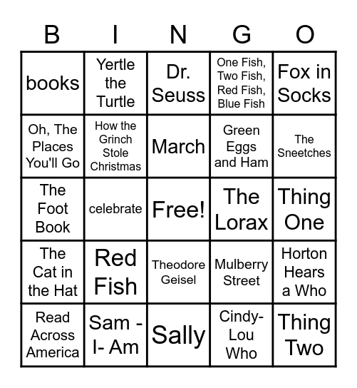 Dr. Seuss Bingo Card