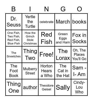 Dr. Seuss Bingo Card