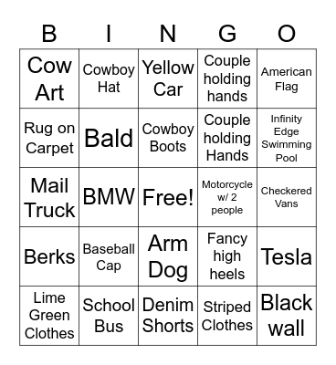 Parade of Homes 2022 Bingo Card