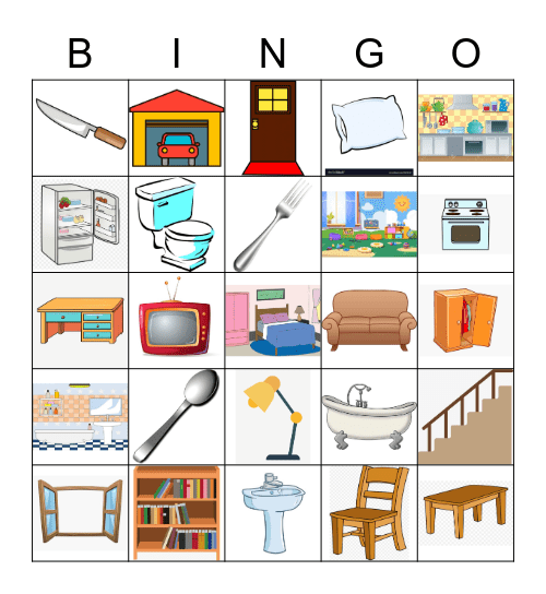 House and Furniture Bingo Card