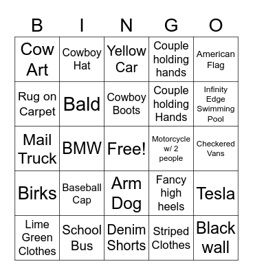 Parade of Homes 2022 Bingo Card