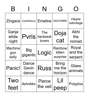 Music taste comparison Bingo Card