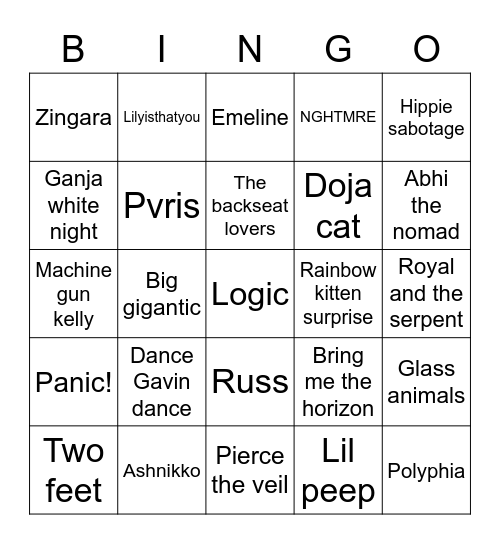 Music taste comparison Bingo Card