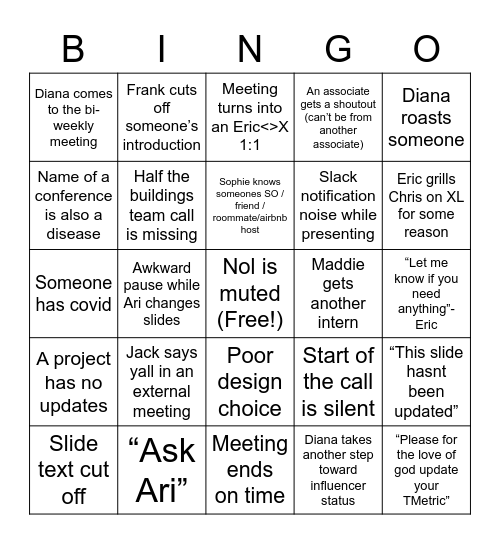 ADL Bi-Weekly Bingo Card