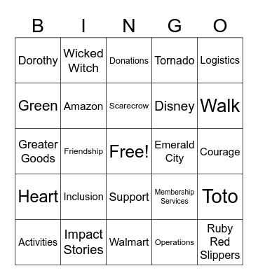 Follow the Friendship Road: Bingo Card