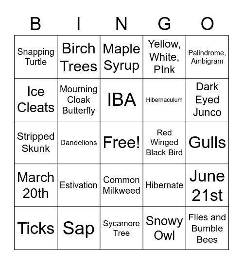 Trivia Tuesday Bingo Card