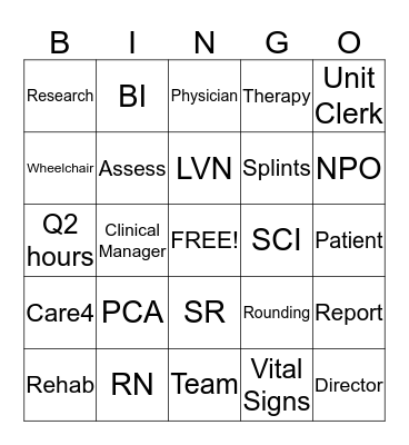 TIRR MH 2013 Bingo Card