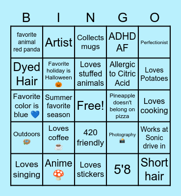 Bailey's Bingo Card