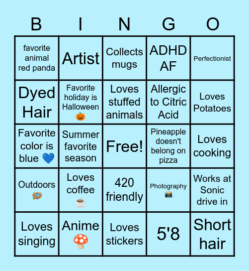 Bailey's Bingo Card