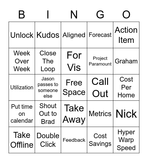 WBR Bingo Card