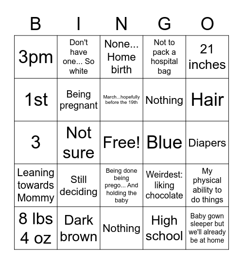 Becca Bingo Card