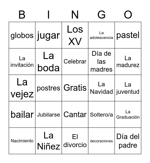 Las Fiestas Bingo Card
