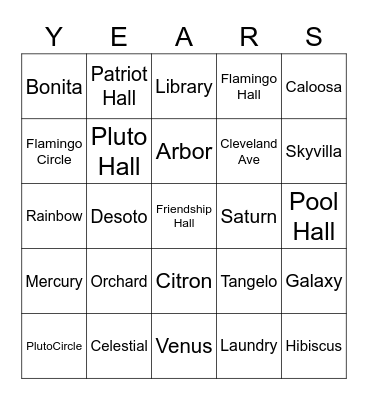 50 YEARS Bingo Card