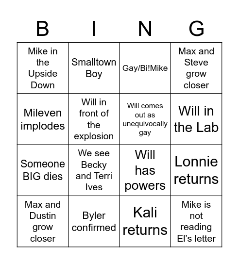 Stranger Things s4 template Bingo Card