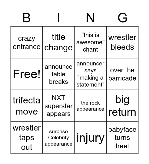 WrestleMania 38 Bingo Card