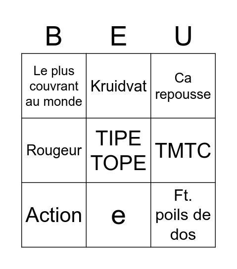 Beuté Bingo Card