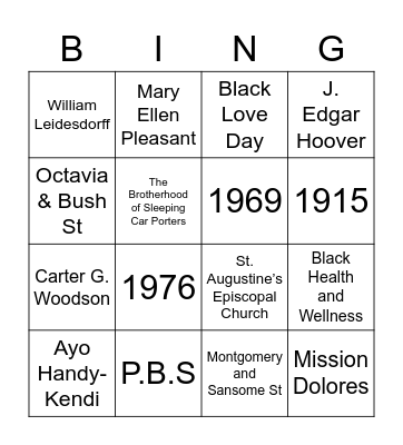 DPA BHM Newsletter Bingo Card