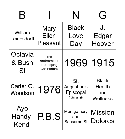DPA BHM Newsletter Bingo Card