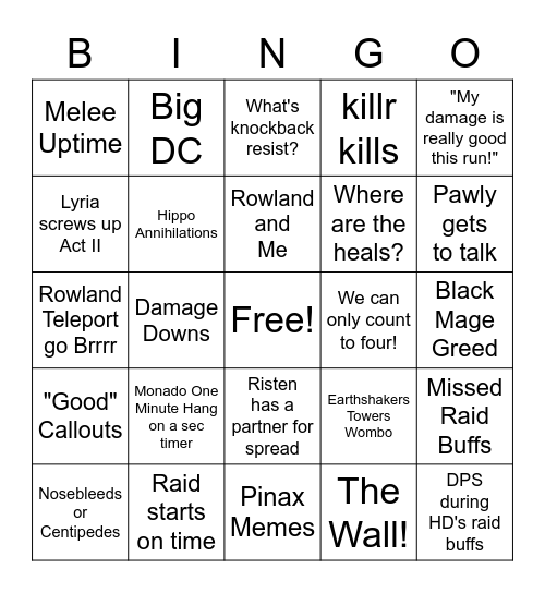 Lost Parses Bingo Card