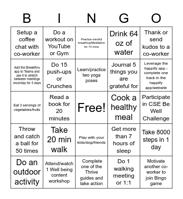 Test Bingo Card