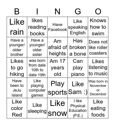 Bingo Card