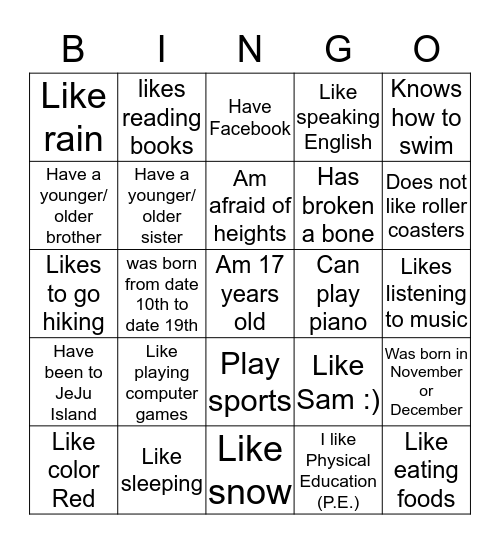 Bingo Card