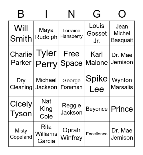 Black History Month Bingo Card