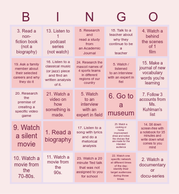 APLAC BINGO Card